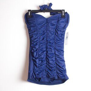 NWT Ruched Navy Blue DKNY One Piece "Swim Dress" Swimsuit Size 8